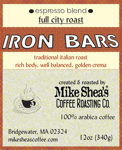 Iron Bars Espresso full city roast label
